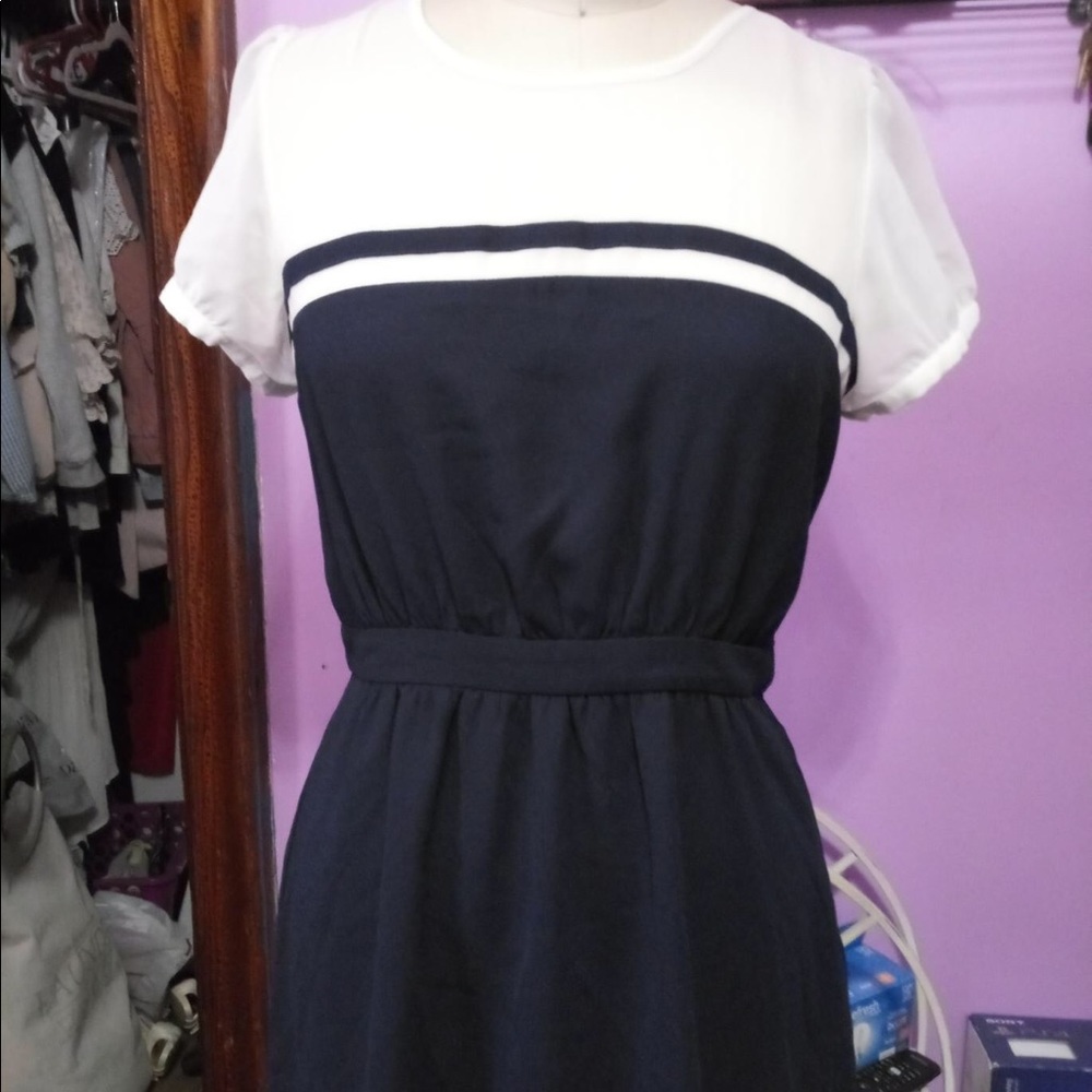 Fit and flare navy dress